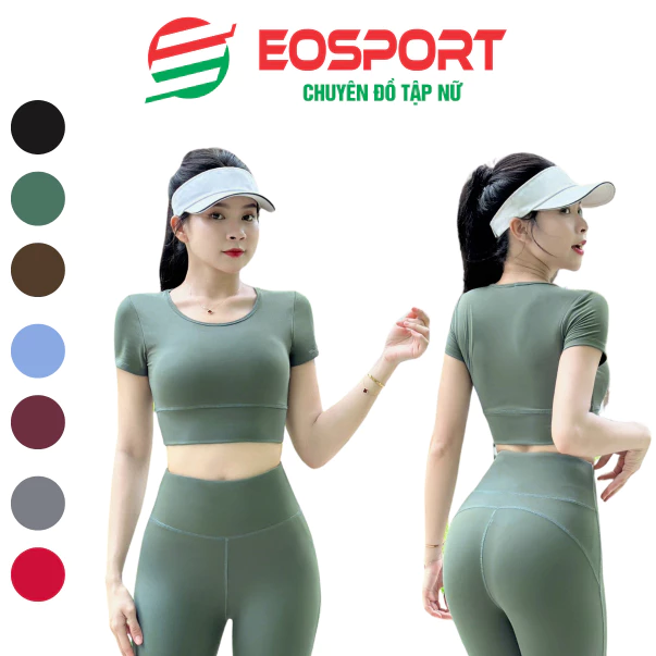 Áo Tập Thể Thao Nữ,Gym,Yoga Pickleball - Áo Croptop Kiểu Ôm Body Chất Thun Co Dãn 4 Chiều Thoải Mái tặng kèm mút(Ao03)