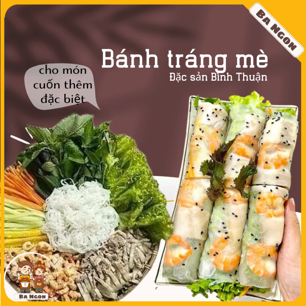 Bánh tráng gạo mè đen - Bánh tráng nhúng dùng cho món cuốn thêm ngon - đặc sản Phan Rang