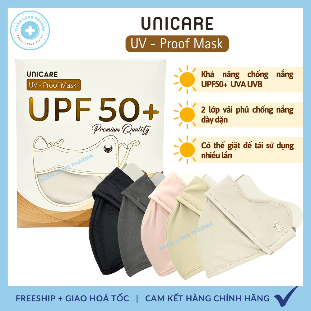 Khẩu Trang Proof Mask UNICARE Chống Tia UV Kháng Khuẩn Chất Vải Lụa Mềm Mịn Thoáng Mát Chống Bụi Mịn