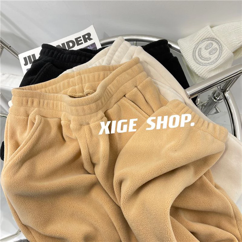 Quần thể thao nhung Ollie hai mặt cho nữ mặc ở nhà và ra ngoài, quần legging nhung dáng rộng và dày dặn quần thể thao