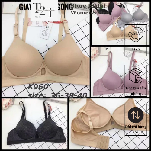 Áo lót nữ không gọng mút mỏng 1cm nâng ngực nhẹ (K960) chất đẹp CUP B bản to cho người ngực nhỏ và vừa