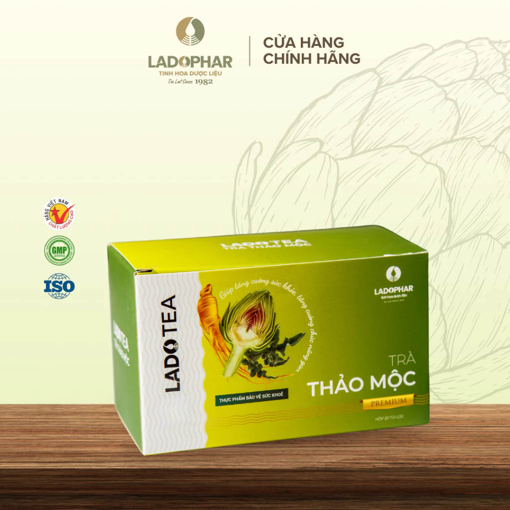 Trà Túi lọc Actisô Thảo Mộc Ladophar hỗ trợ tăng cường chức năng gan, tăng tiết mật - Ladophar