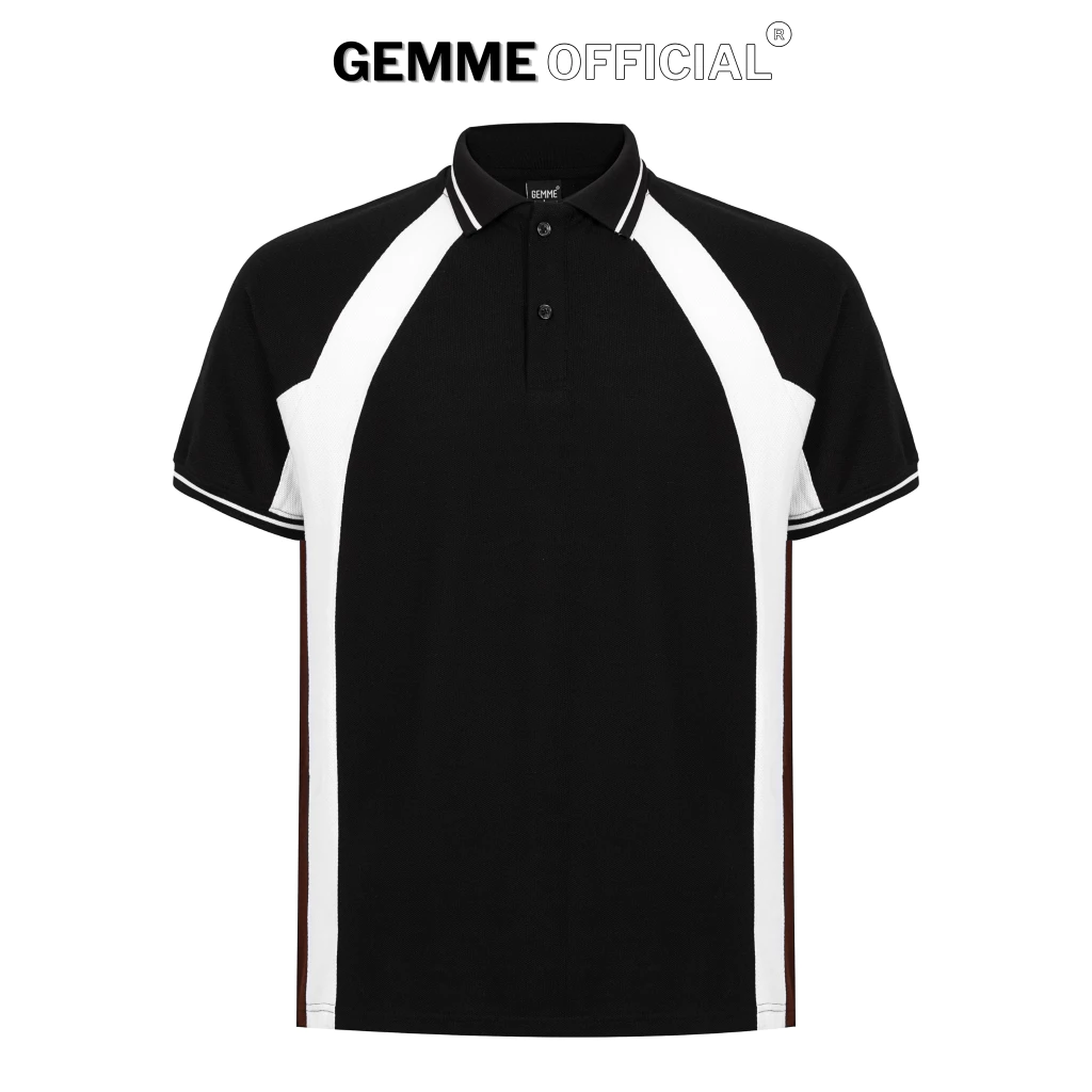 Áo thun polo nam cotton đen sọc trắng nâu big size GEMME MEN 55 -150kg, chuẩn form, sang trọng, thanh lịch, Big Size