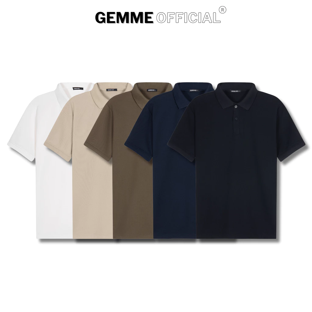 Áo thun polo nam cotton trơn big size sợi cotton cafe GEMME MEN 55kg-150kg, mềm mịn, khử mùi, chuẩn form, Big Size