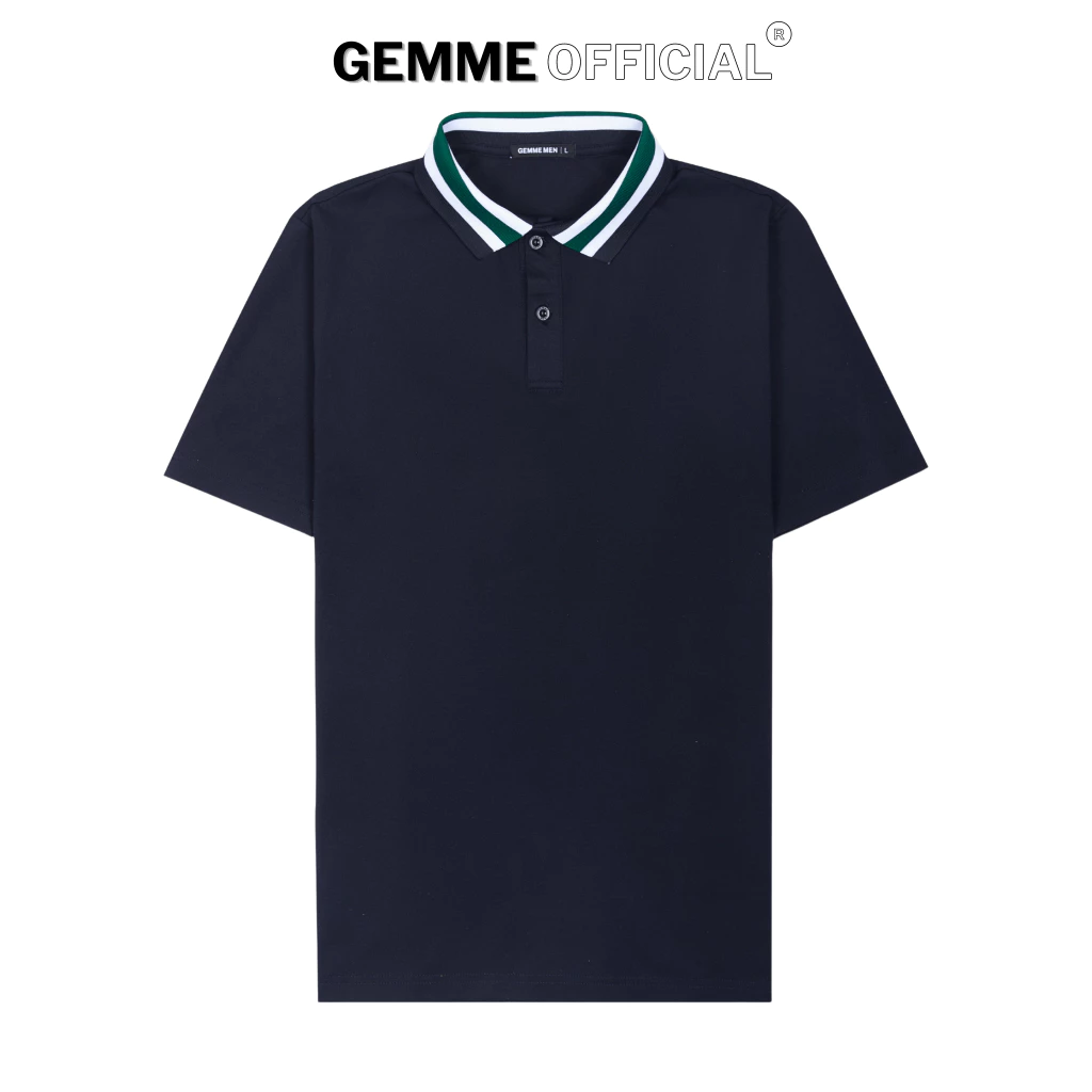 Áo thun polo nam cotton bo cổ sọc xanh big size CVC PREMIUM GEMME MEN  55kg-150kg, xanh đen, chuẩn form, Big Size