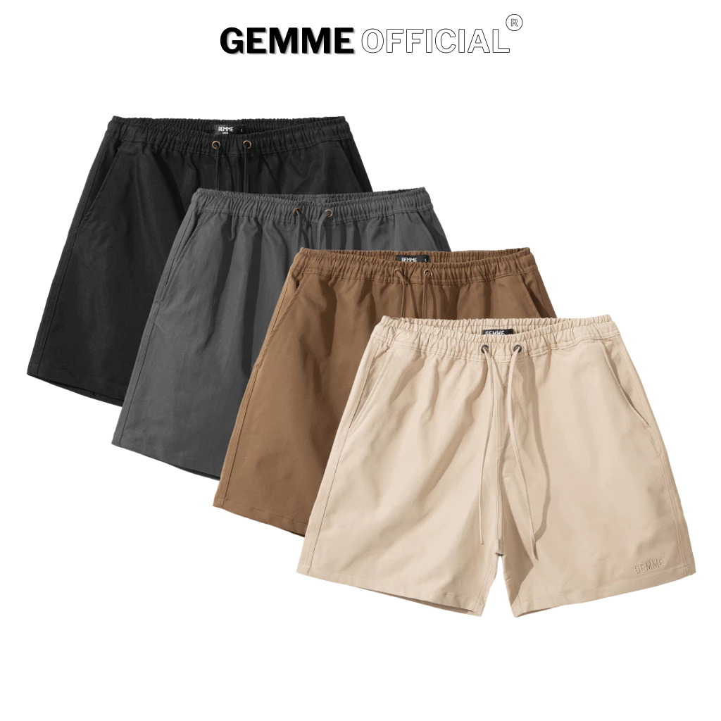 Quần short nam kaki dây rút big size trên gối GEMME MEN, thể thao, năng động, big size 55kg - 150kg