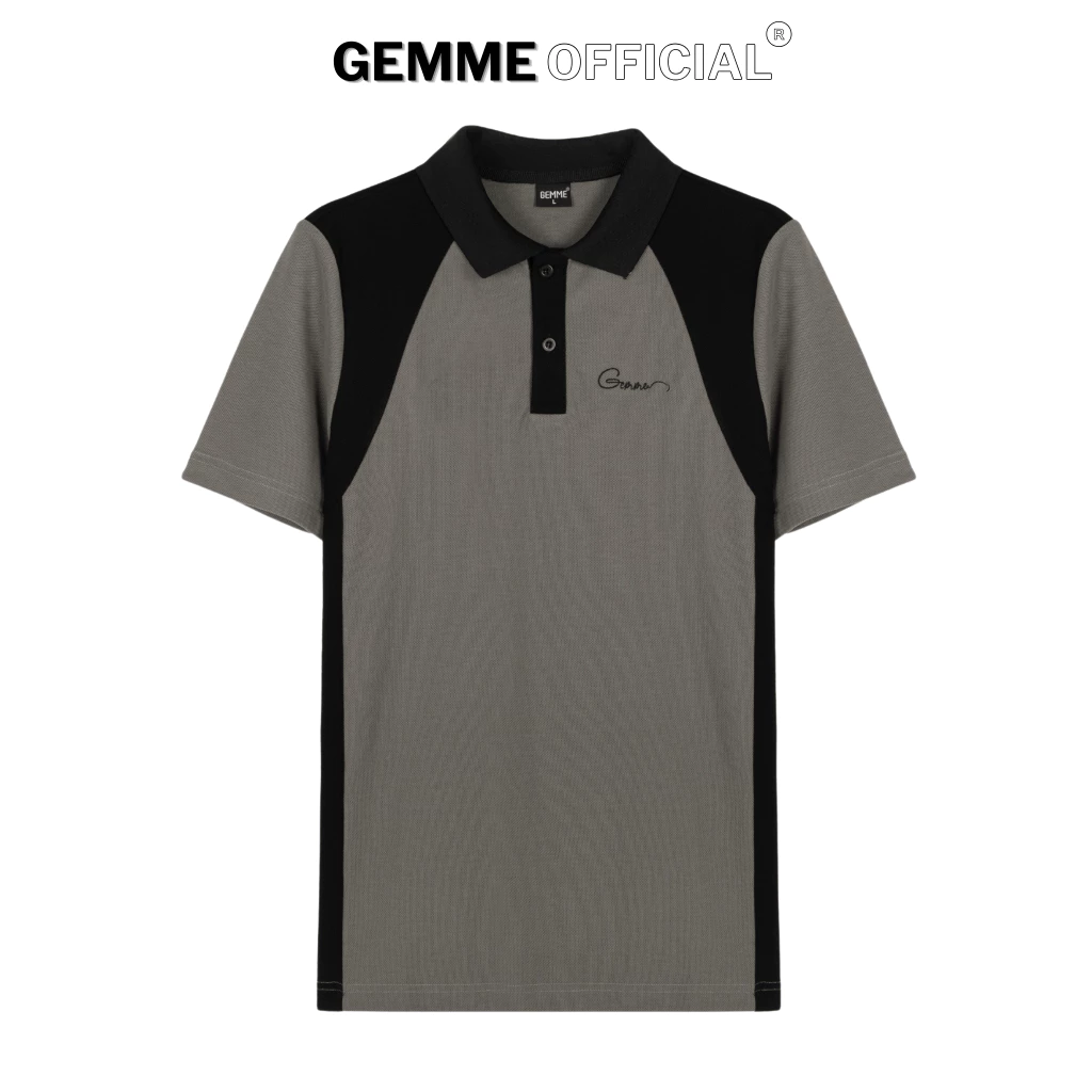 Áo thun polo nam cotton xám phối đen big size GEMME MEN  55 - 150kg, chuẩn form, sang trọng, thanh lịch, Big Size