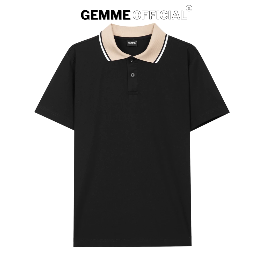 Áo thun polo nam cotton cổ phối be big size CVC PREMIUM GEMME MEN 55kg-150kg, chuẩn form, sang trọng, Big Size
