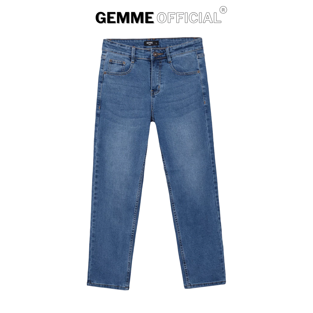 Quần dài nam jean big size GEMME MEN form ống suông đứng, co giãn, thể thao, năng động, big size 55kg -150kg