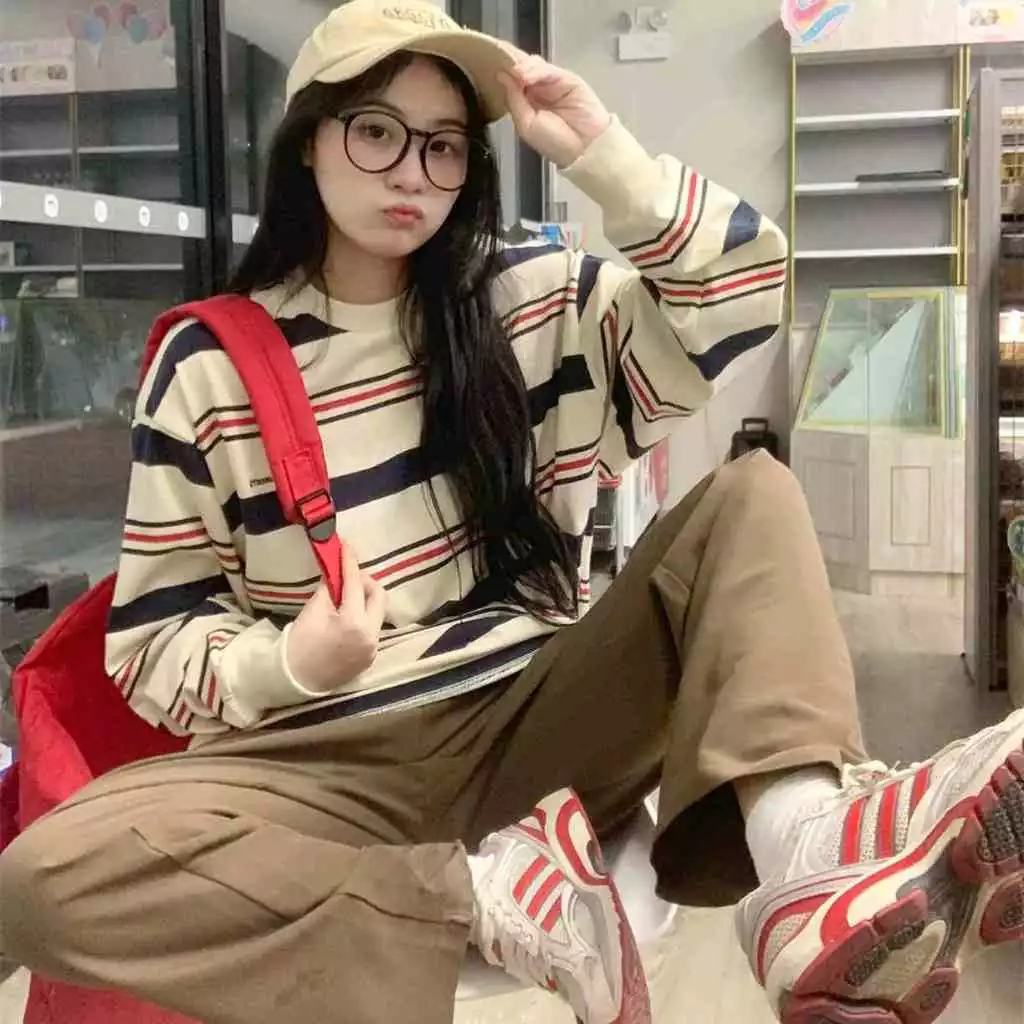 Áo Sweater UNIFORM Nam Nữ Unisex From Rộng Tay Phồng Kẻ Ngang Chất Liệu Poly 2da Dày Dặn Không Xù