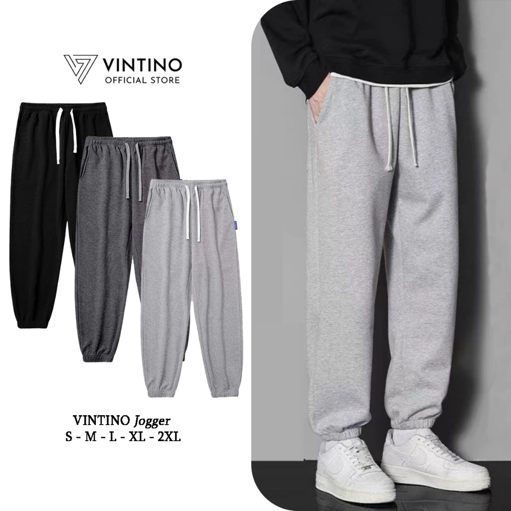 Quần Nỉ Tăm Jogger VINTINO Nam Nữ Unisex Basic Ống Rộng Vải Co Giãn Cạp Chun Bo Gấu JOGGER01
