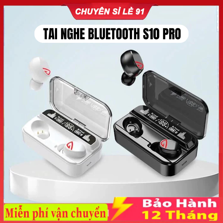 Tai Nghe Không Dây S10 / F9 /M10 Pro Bluetooth V5.2 - Âm Thanh Hifi 9D Cực Hay Có Micro Nhét Cảm Ứng Chống Nước Pin Trâu
