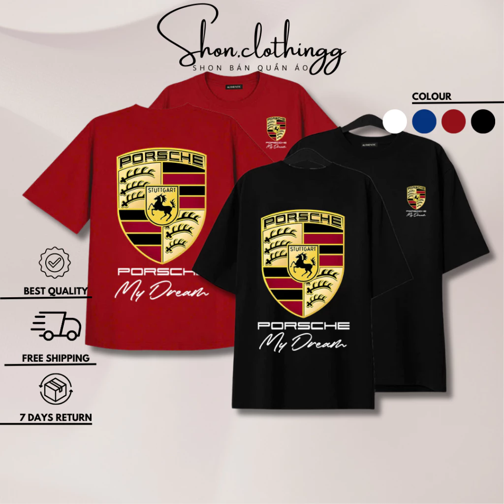 Áo Thun Porsche My Dream Form Rộng Chất Cotton 2 Chiều Định Lượng 250gsm Full Tag Mạc