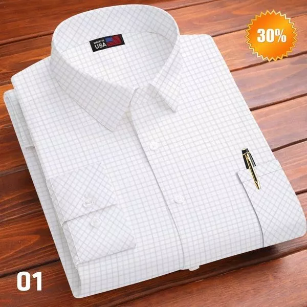 Áo sơ mi nam HỌA TIẾT KẺ Atrastino dài tay cao cấp Chất liệu lụa, không nhăn, không xù, thoáng mát SM005