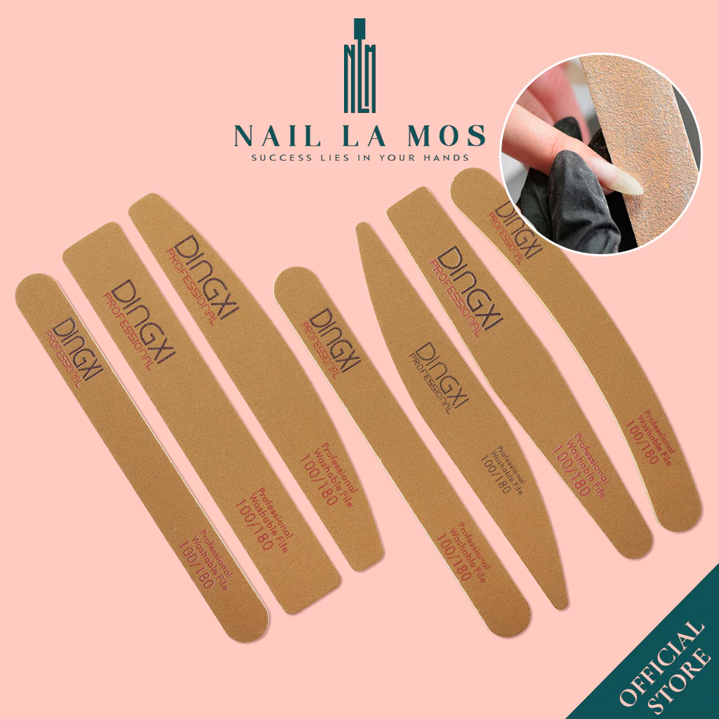 Dũa móng tay da bò Dingxi độ nhám 100/180 - Dũa móng 6 hình chuyên dụng cho thợ nail (lẻ chiếc)
