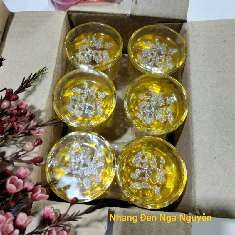 (6 cặp)Hộp đèn cầy ly múi lớn thờ cúng màu vàng màu đỏ