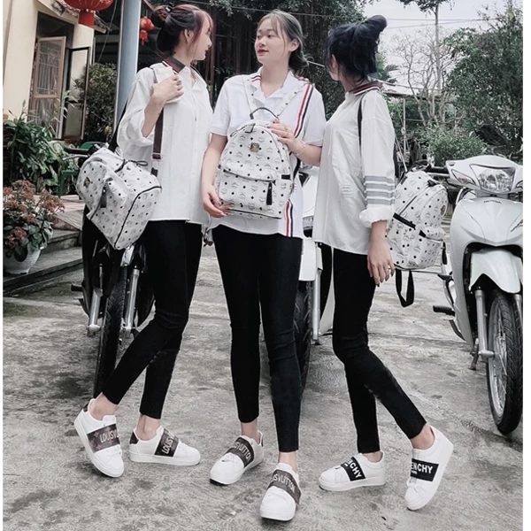 Quần Leging cạp cao đi học dáng dài M640 vải Cotton co giãn gen bụng nâng mông có túi màu Đen mặc thể dục thao thoải mái