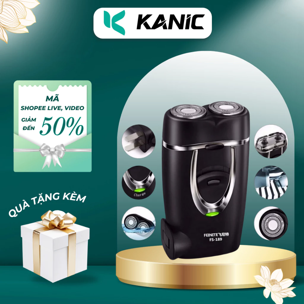 Máy cạo râu cho nam fs-189 lưỡi dao kép tự làm sắc sử dụng pin sạc chính hãng KANIC