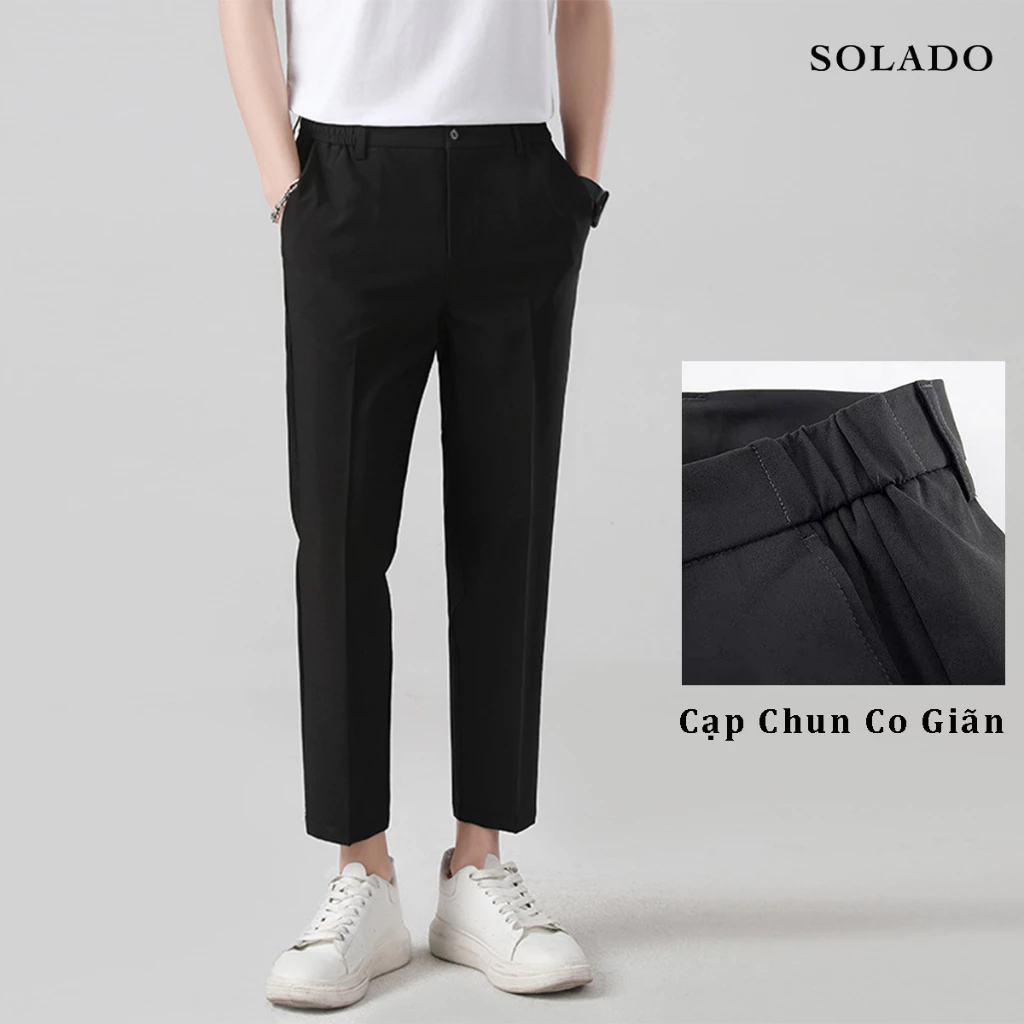 Quần tây nam cạp chun co giãn Hàn Quốc vải tuyết mưa chống nhăn SOLADO QCS