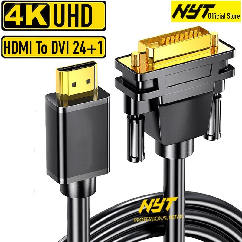Cáp HDMI 2.0 Sang DVI 4K NYT Tròn Dẻo Có Thể Truyền 2 Chiều