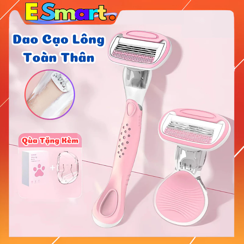 Bộ Dao Cạo Lông Toàn Thân Cho Nữ Romsun Shaving Knife Với 2 Đầu Lưỡi Lô Hội Không Cần Kem Bọt Tiện Lợi Và An Toàn