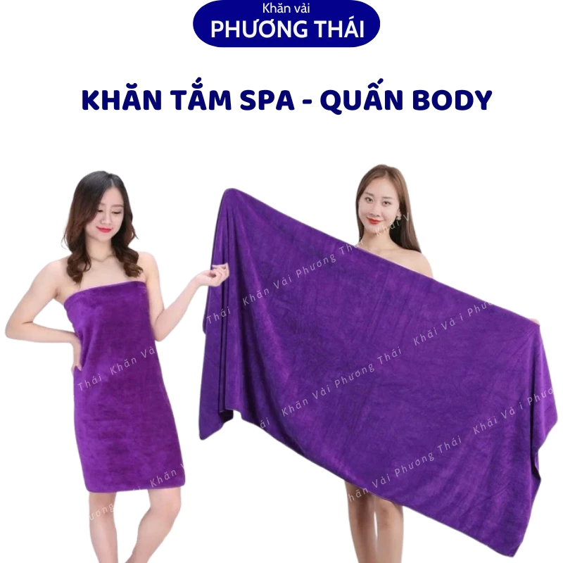 Khăn body quấn người, khăn tắm spa kt 70x140cm siêu thấm nước, mềm mịn