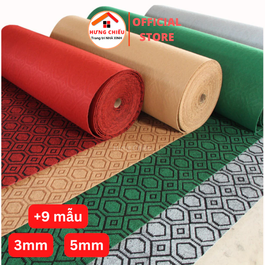 Thảm nỉ trải sàn, văn phòng nỉ hoa, nỉ trơn 5mm và 3mm - Hưng Chiếu ED22