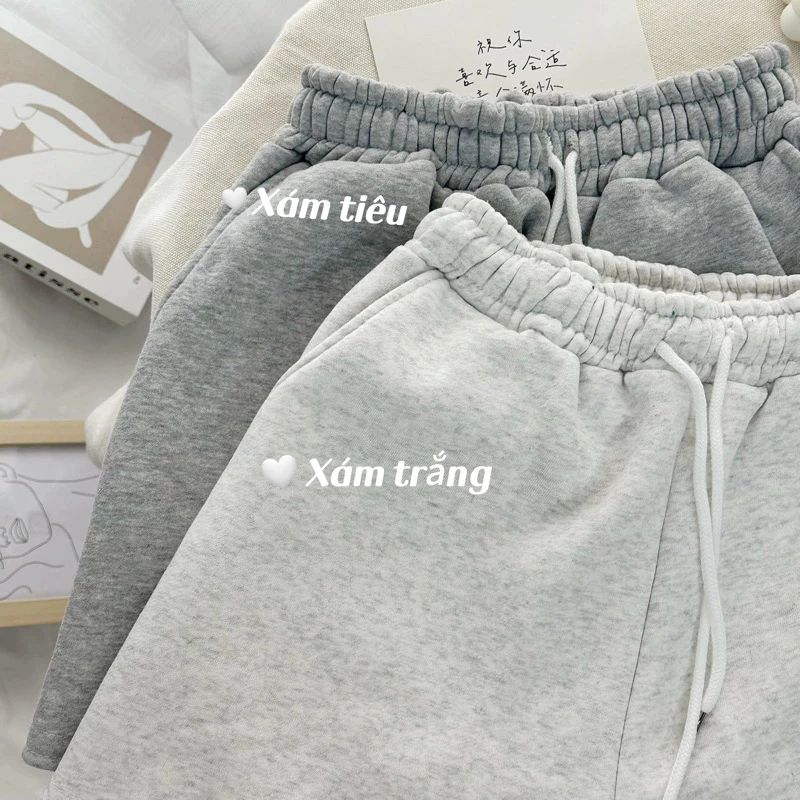 Quần short nỉ lót bông style Hàn, quần đùi nữ nỉ bông lưng cao, dây rút thời trang