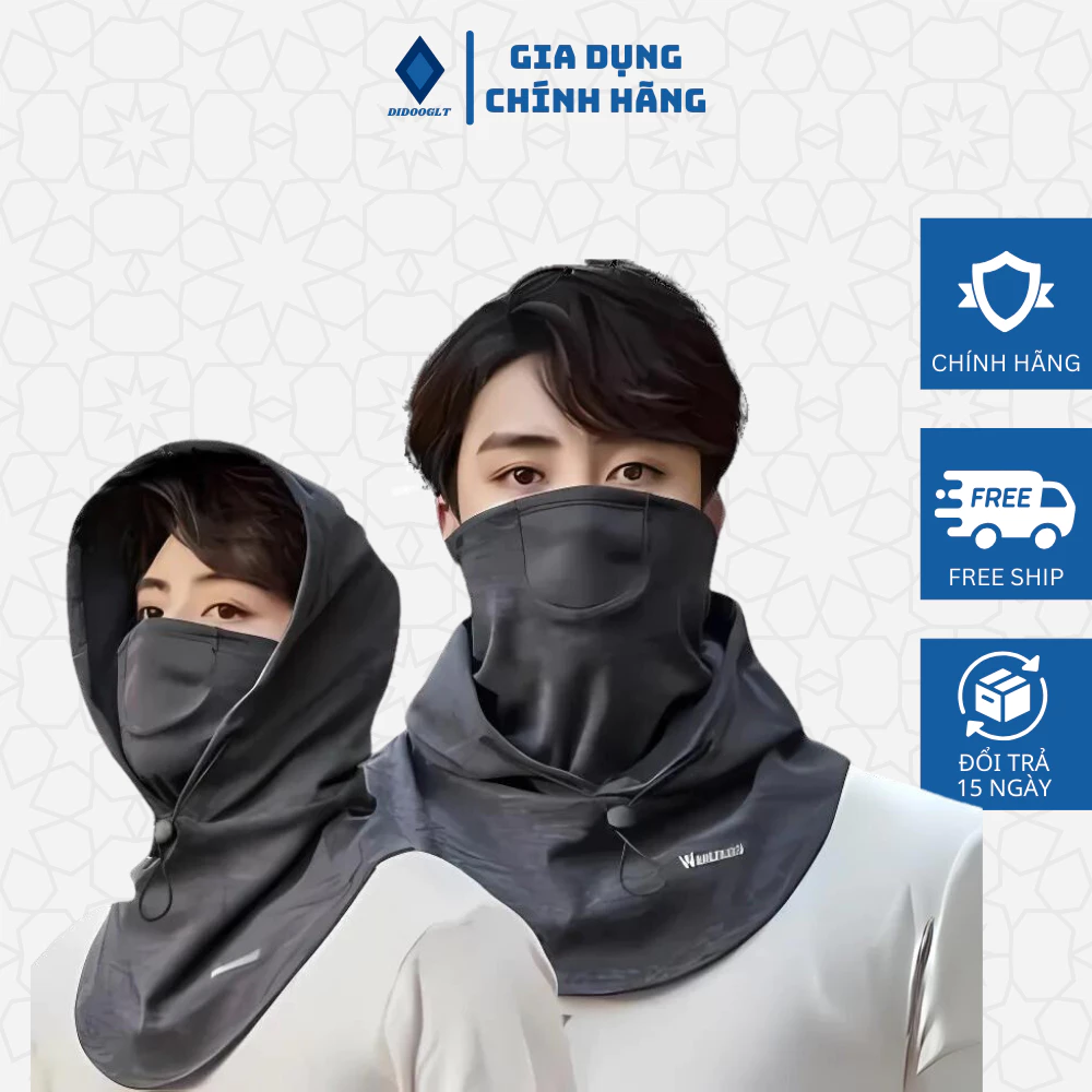 Mũ trùm đầu kèm khẩu trang DIDOOGLT chống tia uv cưc tốt thoáng khí thấm hút tốt