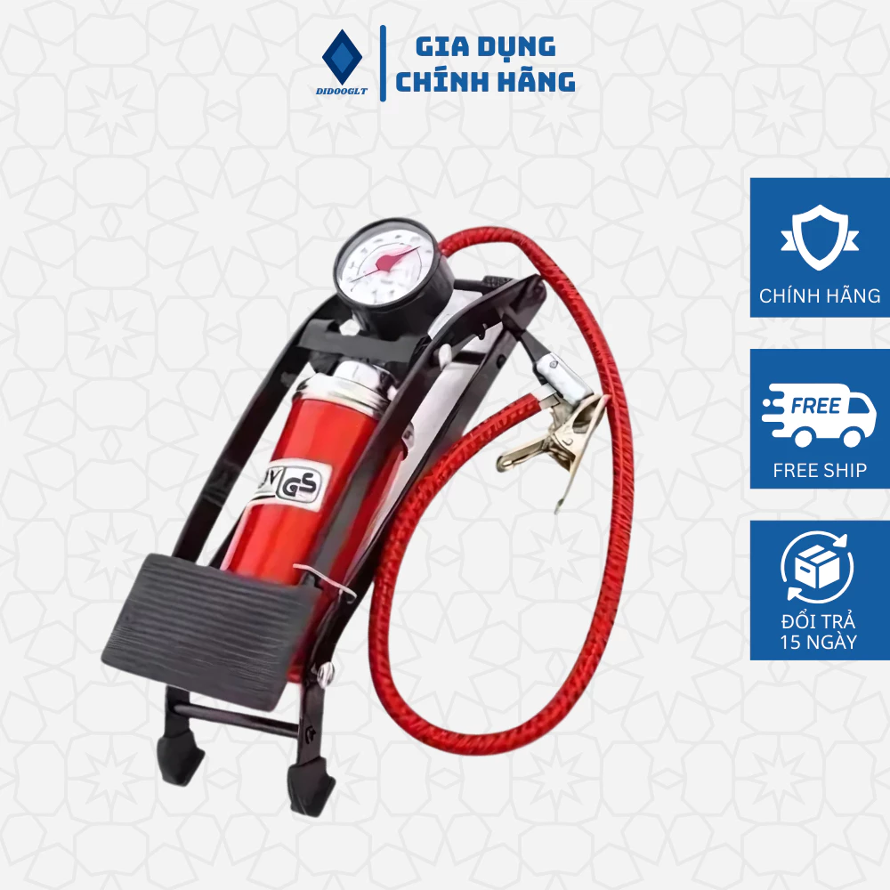 Bơm Đạp Chân Mini DIDOOGLT Đa Năng Xe Đạp, Xe Máy, Ô Tô, Nhỏ Gọn, Có Kim Đồng Hồ Đo An Toàn Tiện Lợi