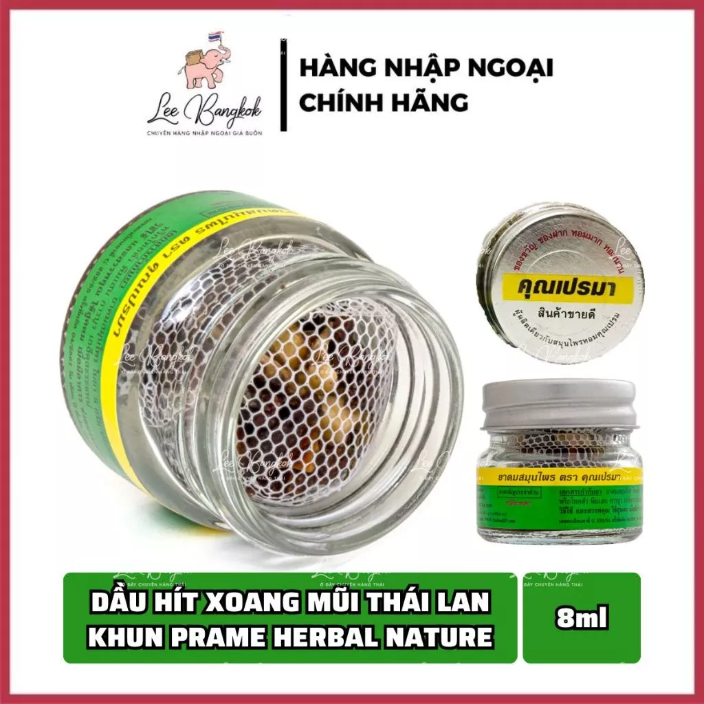 [HŨ NHỰA] Hũ Dầu Hít Xoang Mũi Khun Prema Khunprema Herbal Natural Tròn Thảo Mộc Thái Lan Tốt Cho Viêm Mũi Dị Ứng 8ml