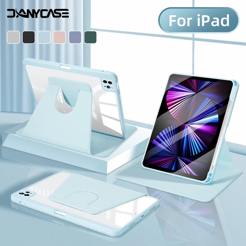 Xoay 360 độ Ốp Lưng Cho iPad Air 11 M2 M3 Gen 11 A16 Gen 10 9 8 7 10.2 Air 5 4 Pro 11 12.9 13 M4 M5 Mini6 7 Bao Da Case