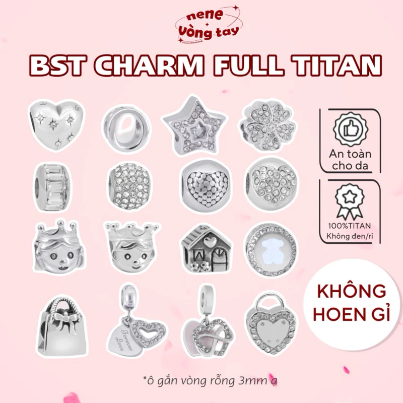 CHARM TITAN NENE - tkép mạ titan không hoen rỉ - không kèm vòng- new in nene 2024