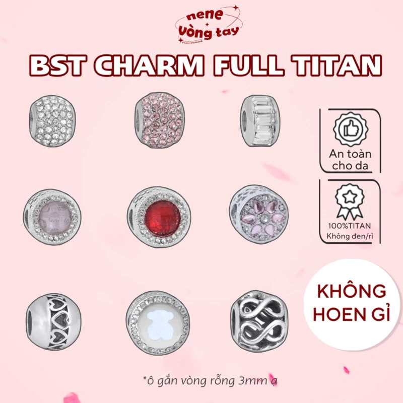 CHARM TITAN Ô TRÒN ĐẸP NENE - tkép mạ titan không hoen rỉ - không kèm vòng- new in nene 2024