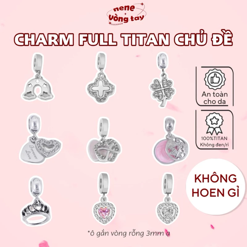 BST CHARM TITAN không gỉ - gắn vòng Pan hoặc mặt dây chuyền tiện lợi - new in nene 2024