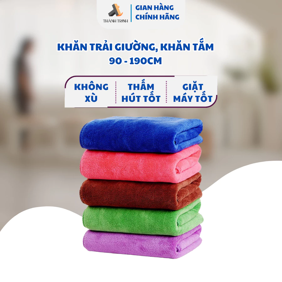 Khăn trải giường, khăn tắm, khắn pa 90 x 190 dày dặn, mềm mại, siêu thấm nước, không xù - THÀNH TRINH