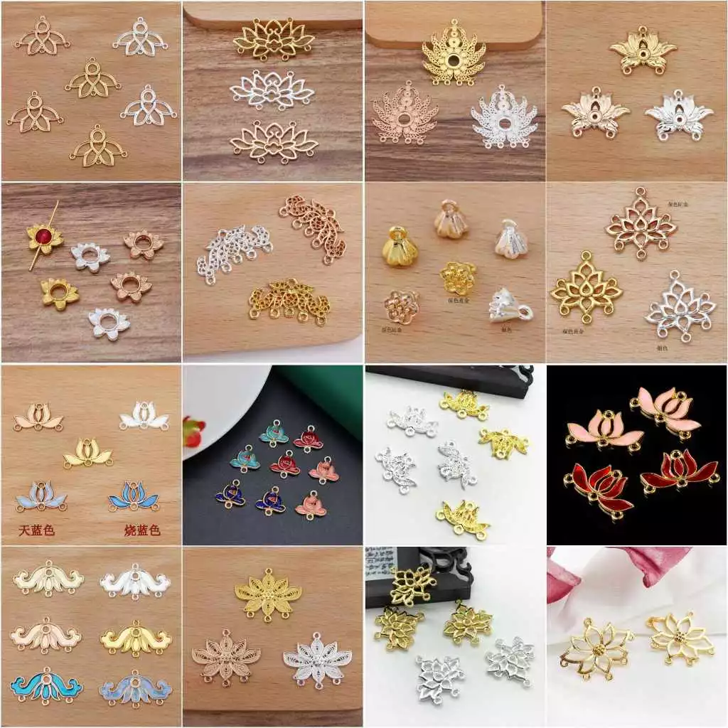 (5-10 cái)Tổng hợp phiến đúc treo hoa sen nhiều mẫu, Nguyên liệu làm trang sức cổ trang, Nguyên liệu diy