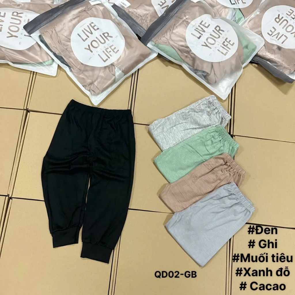 [Set 5c 5Màu Như Hình ] Quần Dài Cho Bé Trai, Bé Gái MINKYMOM vải THUN LẠNH 8-27kg QD02
