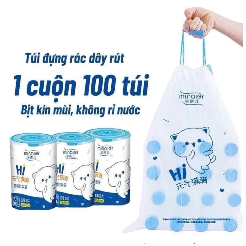 Túi Đựng Rác Có Dây Kéo loại 100 Túi. Loại Siêu Dày Dai Chắc Chắn