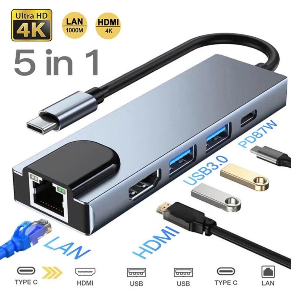 Bộ HUB chuyển đổi 5 trong 1 / 6 trong 1 / 3 trong 1 / 8 Hub Type C sang HDMI…