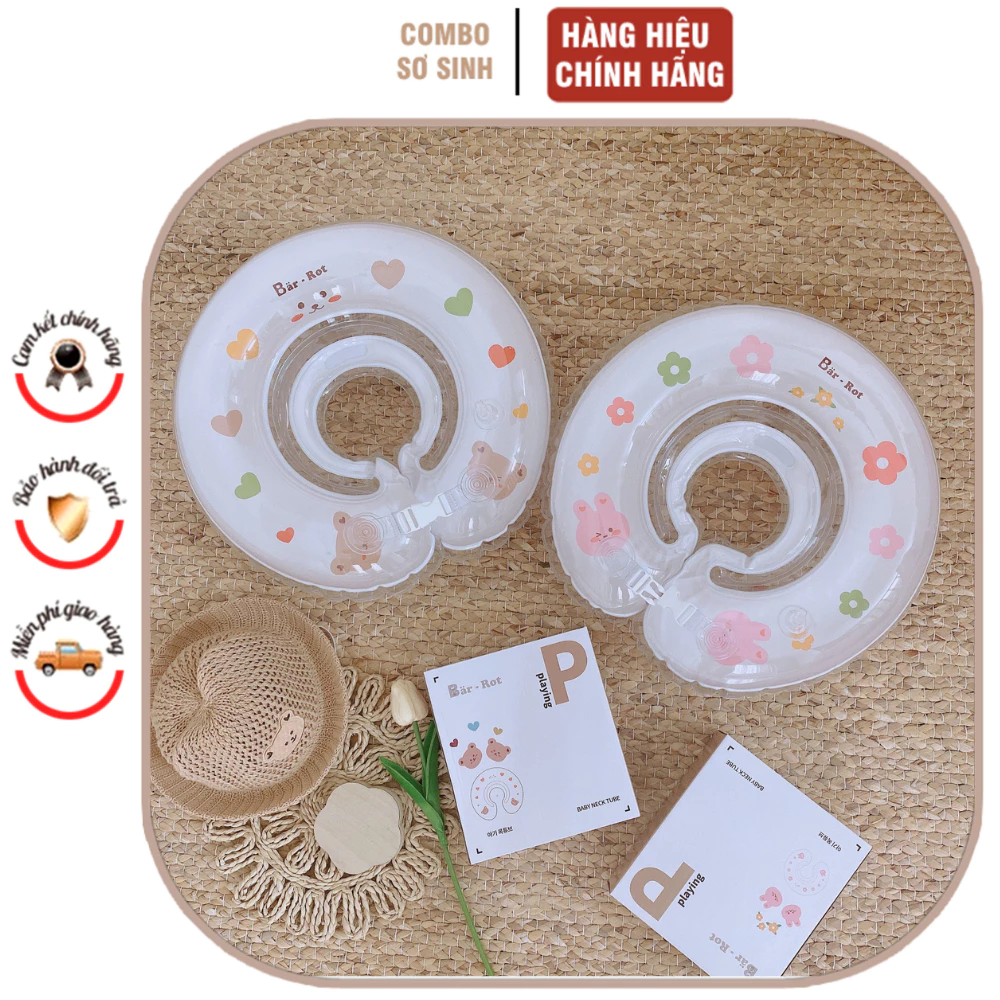 Phao cổ Bar rot tặng kèm bơm mini chống lật cho bé sơ sinh tập bơi làm quen với nước an toàn