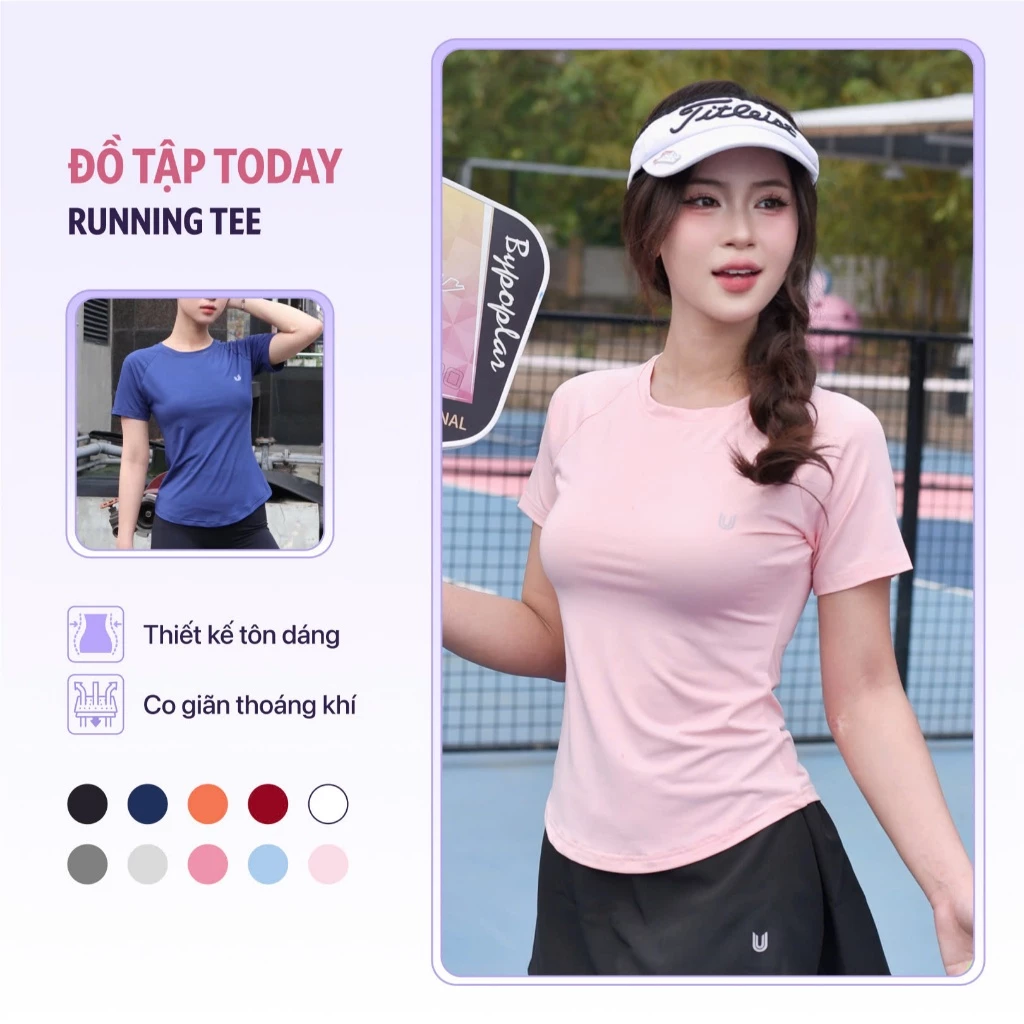 [Xả Kho Giá Hời] Áo thun thể thao nữ Running Tee tập gym yoga cổ tròn ngắn tay vải thoáng mát co giãn Today U Wear