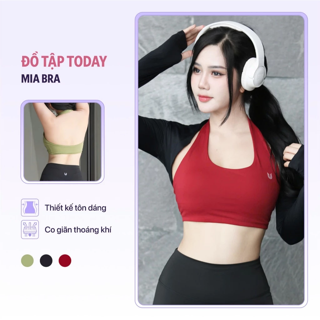 Áo bra thể thao cổ yếm Mia Top Đồ Tập Today hở lưng tập gym yoga co giãn thấm hút tốt