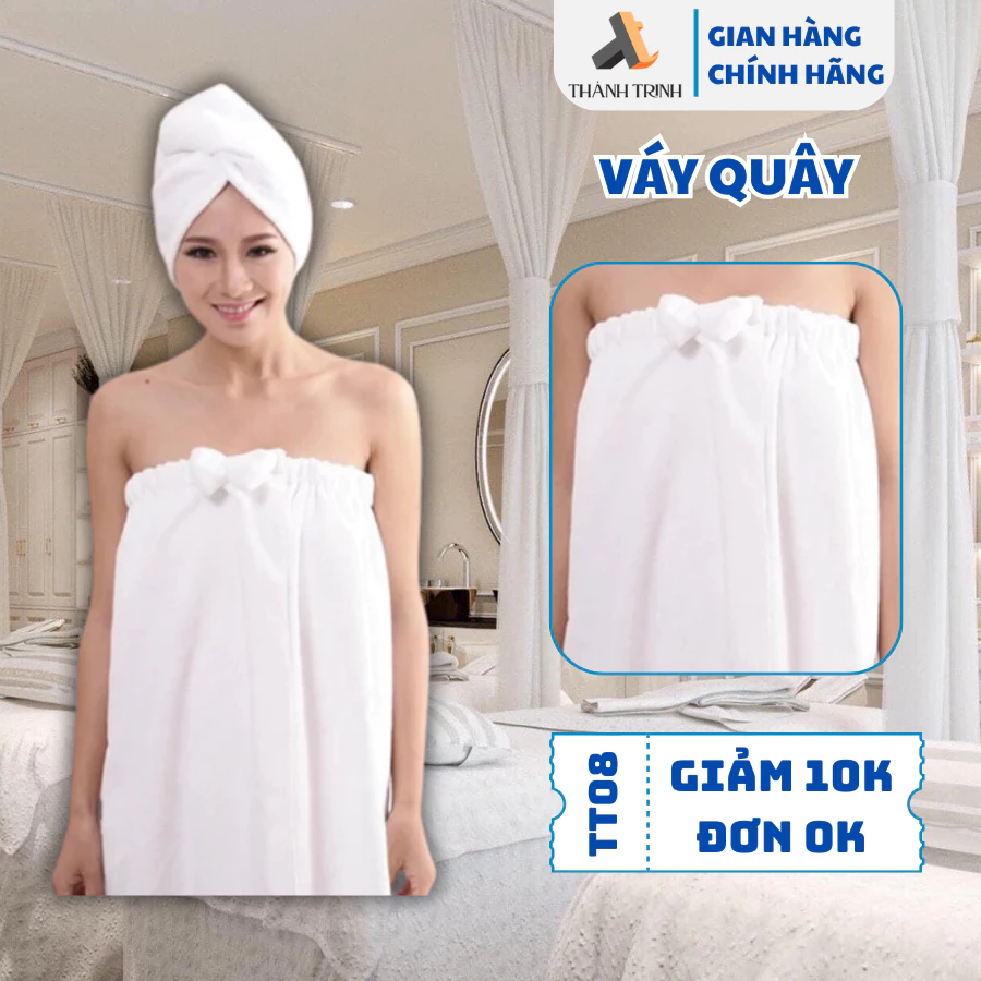 Váy quây chất liệu khăn micro  tắm cúc nơ, khăn tắm to cho nữ, spa, thẩm mỹ viện, khách sạn - THÀNH TRINH