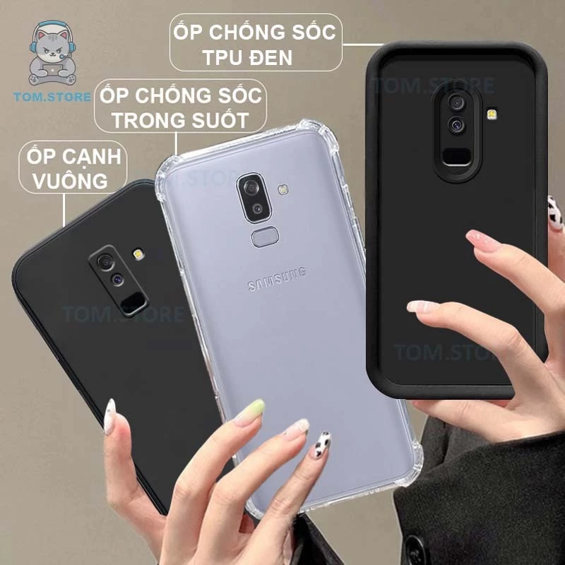Ốp lưng Samsung J8, A6 , A6 PLUS, A6+, A8, A8 PLUS, A8+ chống sốc đen,kem,TPU viền vuông,chống sốc trong suốt silicon