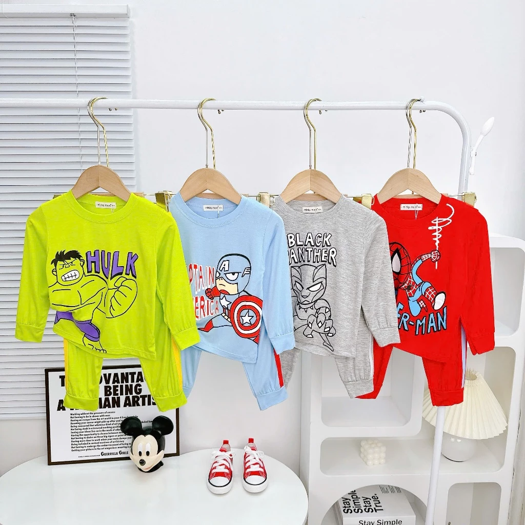 8-27kg Bộ Dài Tay THUN LẠNH MINKYMOM In Hình Siêu Nhân Cho Bé Trai TD-IN128