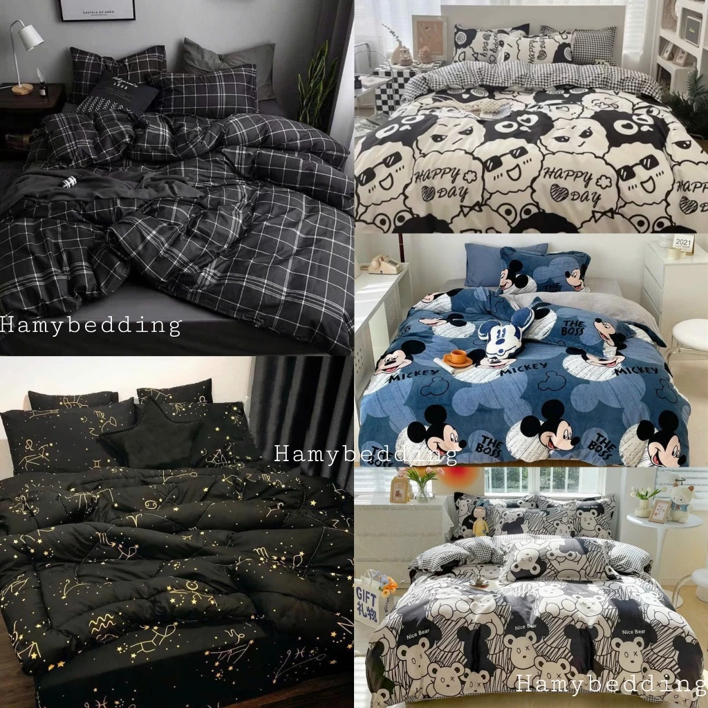 Bộ 5 món ga gối và chăn phao poly cotton mền trần bông dày , mềm êm được chọn mẫu , đủ kích thước