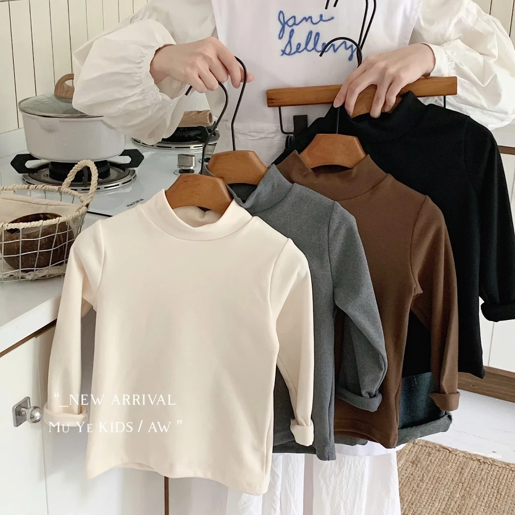 ÁO GIỮ NHIỆT CỔ CAO 5CM TRƠN BASIC CHẤT LIỆU LỤA LÓT NỈ DÀY VỪA CHO BÉ MẶC THU ĐÔNG 8-18KG