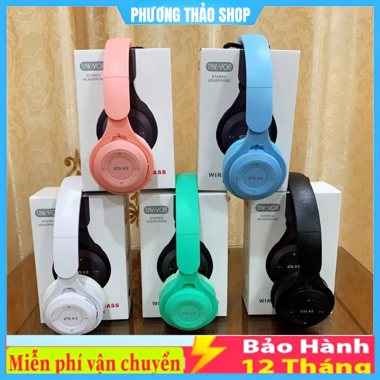 Tai Nghe Chụp Tai Bluetooth Y08, Tai Không Dây Có Mic, Có Thẻ Nhớ, Âm Bass Cực Chất, Nghe Nhạc Cực Hay Bảo Hành 12 Tháng