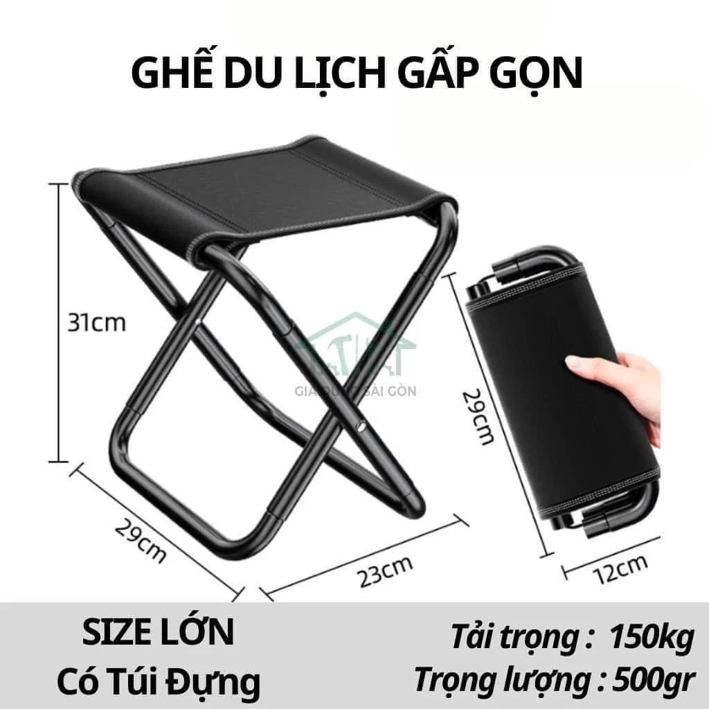 Ghế Mini Gấp Gọn Phù Hợp Du Lịch Dã Ngoại Cắm Trại Câu Cá Đợi Chờ Tàu Xe